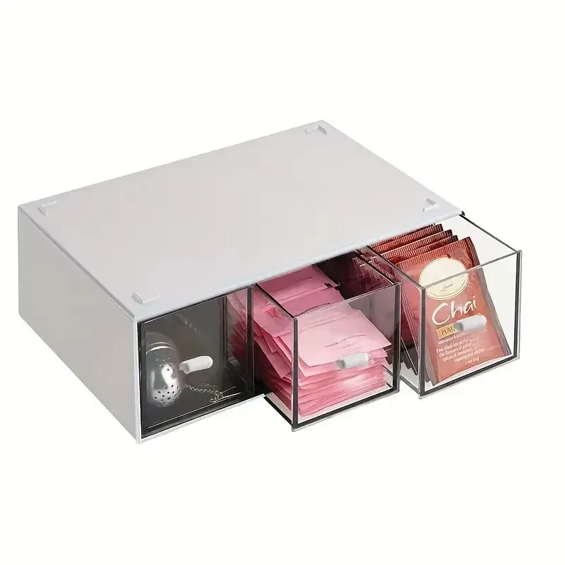 1 Drawer Tea Bag Organizer Box for Kitchen Countertop & Cabinet Storage, Coffee Sugar Creamer Holder, Durable & Easy Clean Food-Grade Material thumbnail 3