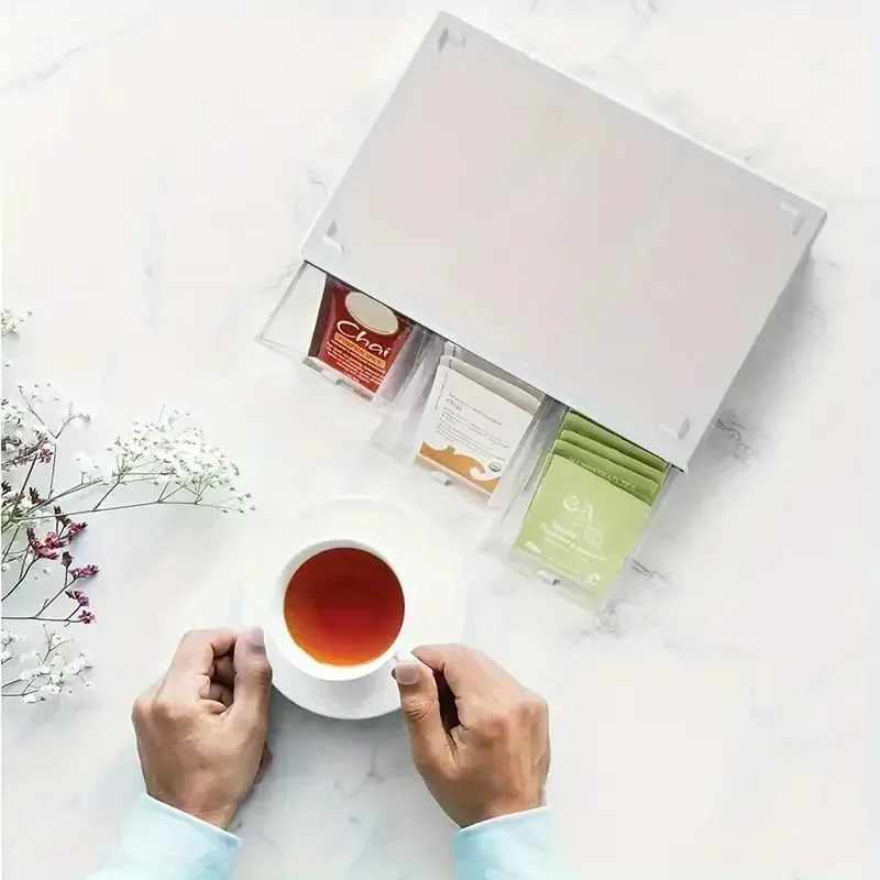 1 Drawer Tea Bag Organizer Box for Kitchen Countertop & Cabinet Storage, Coffee Sugar Creamer Holder, Durable & Easy Clean Food-Grade Material thumbnail 2