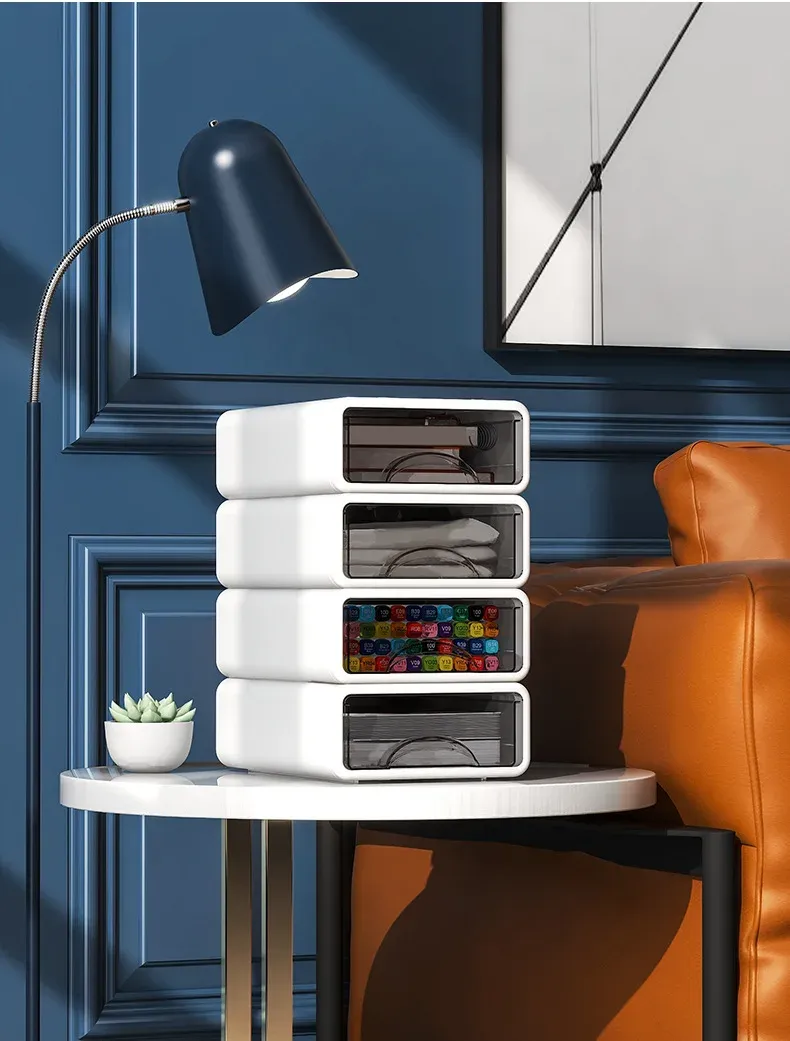 Stackable Plastic Desktop Organizer Box for Makeup, Jewelry, Masks, Office Supplies & Medicine Storage - Dustproof & Versatile Container showcase 2