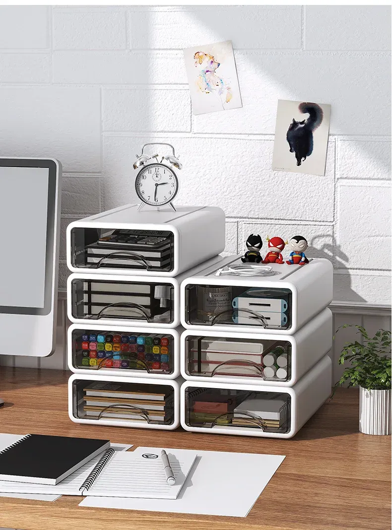 Stackable Plastic Desktop Organizer Box for Makeup, Jewelry, Masks, Office Supplies & Medicine Storage - Dustproof & Versatile Container thumbnail 6