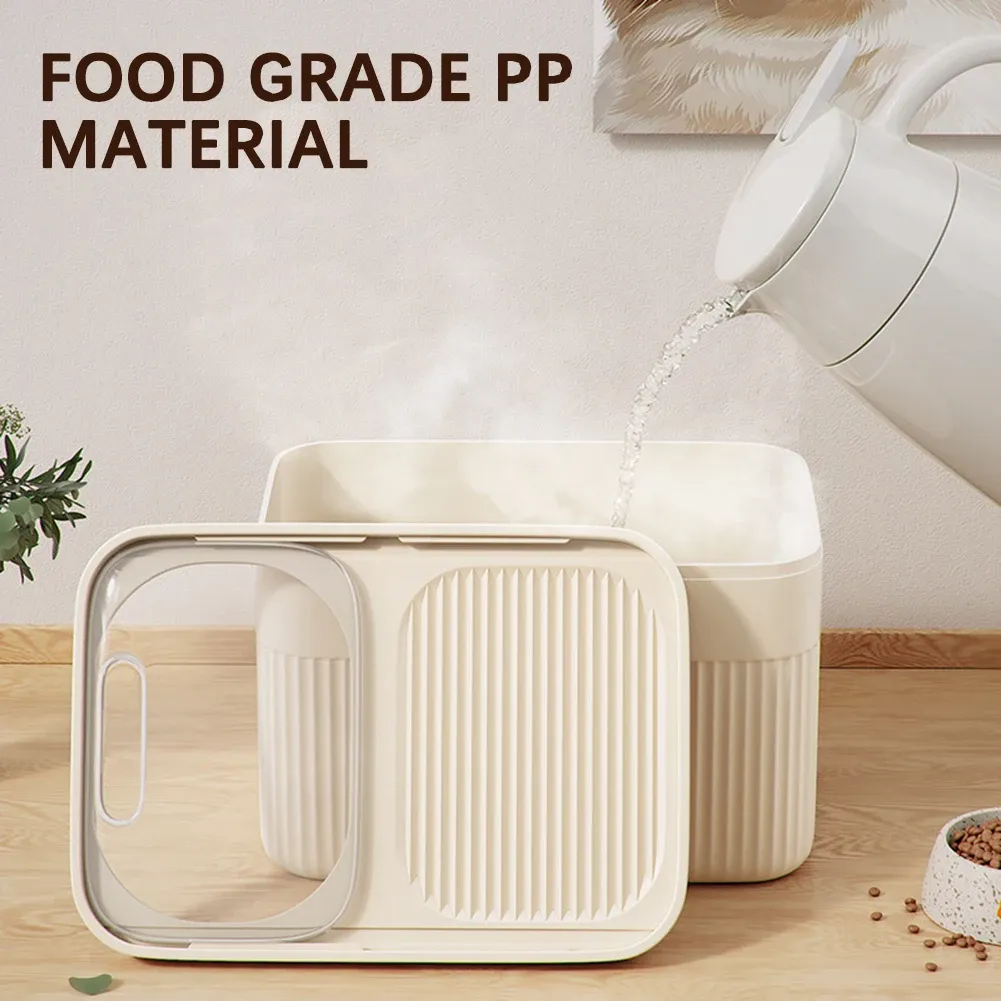 Large Capacity Dog Food Storage Container 5/10/15L Transparent Pet Food Bin with Airtight Seal, Moisture Proof, Odor Protection, Made of Food-Grade PP Plastic for Dry Kibble, Rice, Cereal thumbnail 5