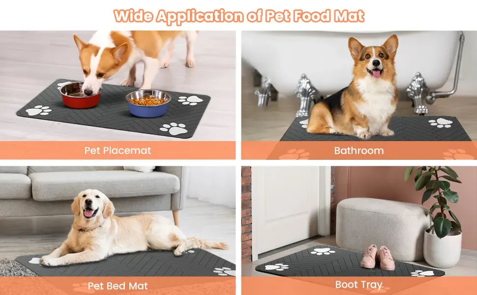 Absorbent Pet Feeding Mat with Waterproof Non-Slip Rubber Backing - Quick Dry Placemat for Dog & Cat Food & Water Bowls - Easy Clean Durable Pet Supplies showcase 5