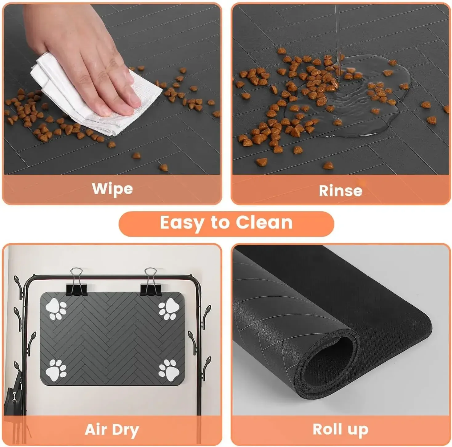 Absorbent Pet Feeding Mat with Waterproof Rubber Backing - Quick Dry, Non-Slip Placemat for Dog and Cat Food and Water Bowls thumbnail 4