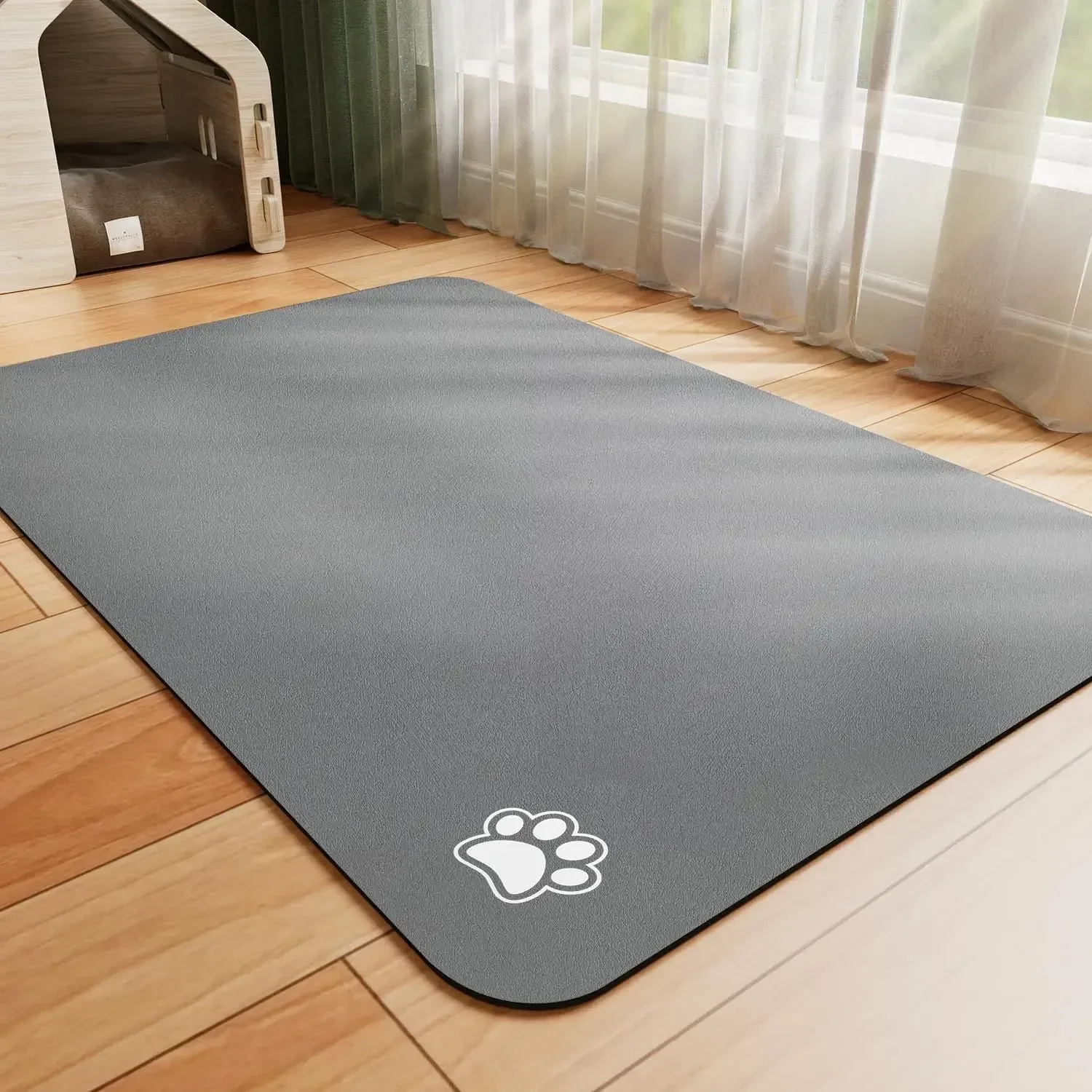Pet Feeding Mat for Dogs & Cats: Super Absorbent, Non-Slip, Easy Clean Placemat for Food & Water Bowls, Prevents Messy Spills