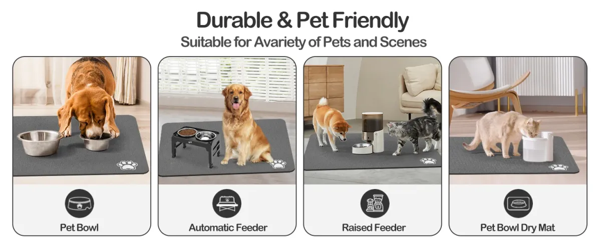 Pet Feeding Mat for Dogs & Cats: Super Absorbent, Non-Slip, Easy Clean Placemat for Food & Water Bowls, Prevents Messy Spills showcase 5
