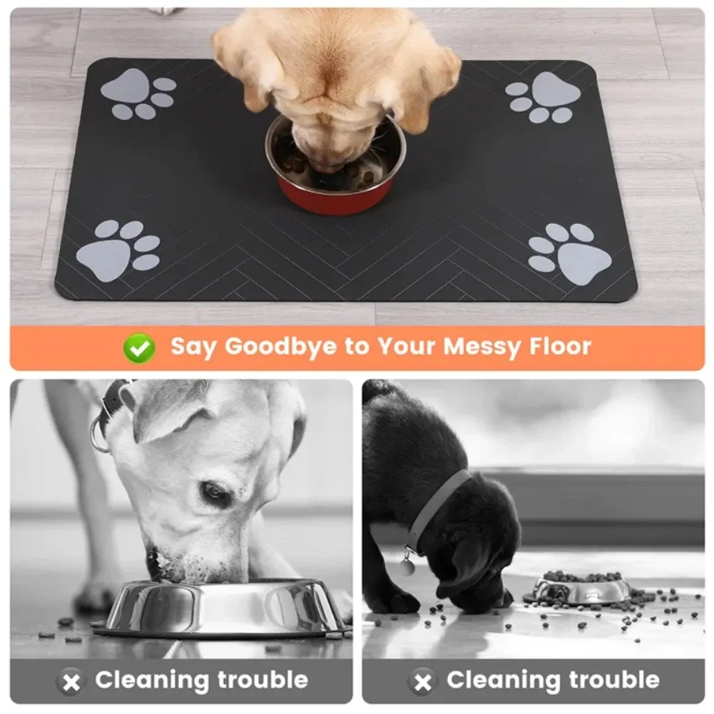 Waterproof Pet Feeding Mat for Dogs & Cats - Absorbent, Quick Dry, Non-Slip Placemat for Food & Water Bowls, Easy Clean Durable Pet Supplies thumbnail 5
