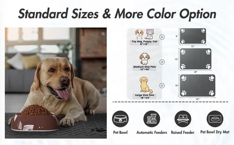 Waterproof Pet Feeding Mat for Dogs & Cats - Absorbent, Quick Dry, Non-Slip Placemat for Food & Water Bowls, Easy Clean Durable Pet Supplies showcase 1