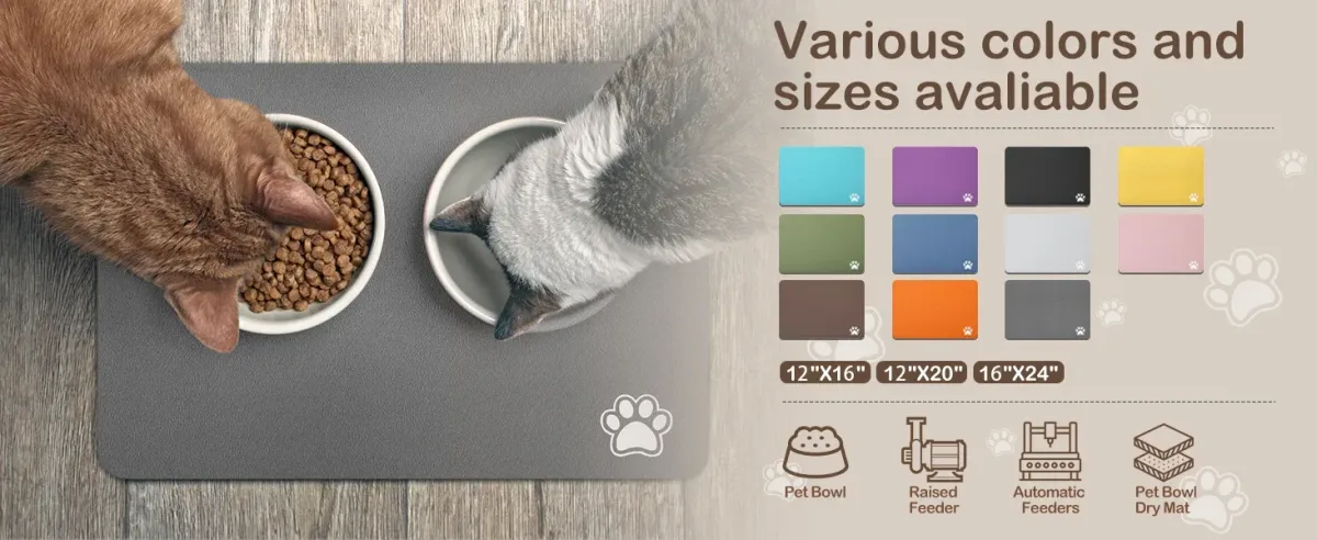Pet Feeding Mat for Dogs & Cats - Absorbent, Easy Clean, Quick Dry, Non-Slip Waterproof Pet Placemat for Food & Water Bowls, Prevents Messy Floors showcase 4