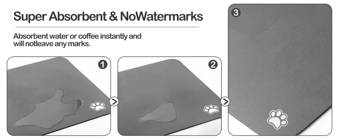 Pet Feeding Mat for Dogs & Cats - Absorbent, Easy Clean, Quick Dry, Non-Slip Waterproof Pet Placemat for Food & Water Bowls, Prevents Messy Floors showcase 2