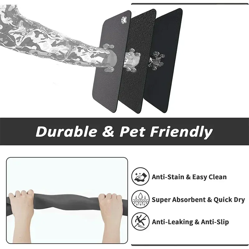Pet Feeding Mat for Dogs & Cats - Absorbent, Easy Clean, Quick Dry, Non-Slip Waterproof Pet Placemat for Food & Water Bowls, Prevents Messy Floors thumbnail 6