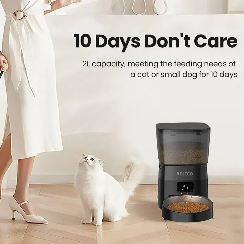 ROJECO Automatic Pet Feeder for Cats and Dogs, Smart Button Control Dry Food Dispenser, Programmable Portion Control, Essential Pet Accessories for Busy Owners thumbnail 4