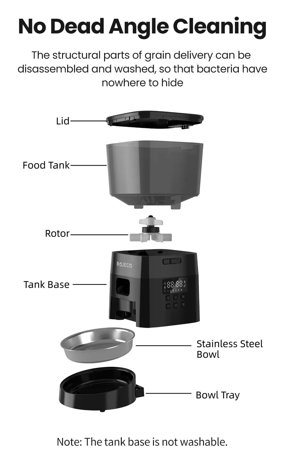 ROJECO Automatic Pet Feeder for Cats and Dogs, Smart Button Control Dry Food Dispenser, Programmable Portion Control, Essential Pet Accessories for Busy Owners showcase 10