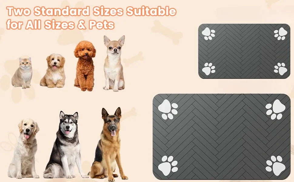 Absorbent Pet Feeding Mat with Rubber Backing - Quick Dry Waterproof Placemat for Dog & Cat Food & Water Bowls, Easy Clean Durable Pet Supplies showcase 2