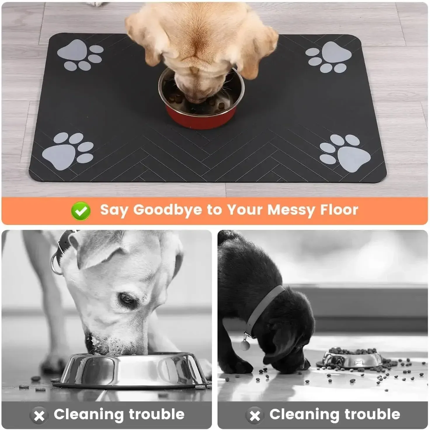 Absorbent Pet Feeding Mat with Rubber Backing - Quick Dry Waterproof Placemat for Dog & Cat Food & Water Bowls, Easy Clean Durable Pet Supplies thumbnail 3
