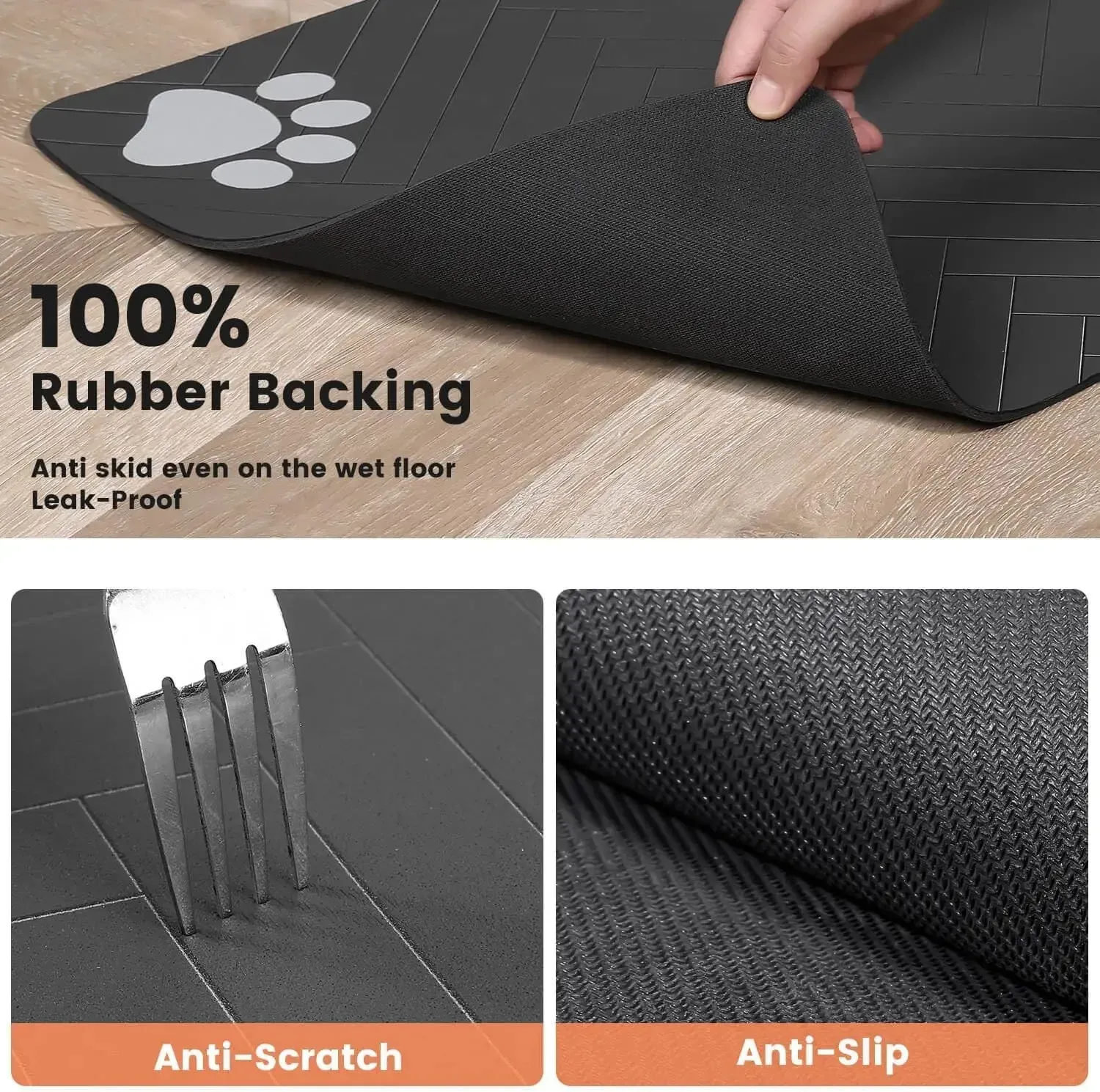Absorbent Pet Feeding Mat with Rubber Backing - Quick Dry Waterproof Placemat for Dog & Cat Food & Water Bowls, Easy Clean Durable Pet Supplies thumbnail 5