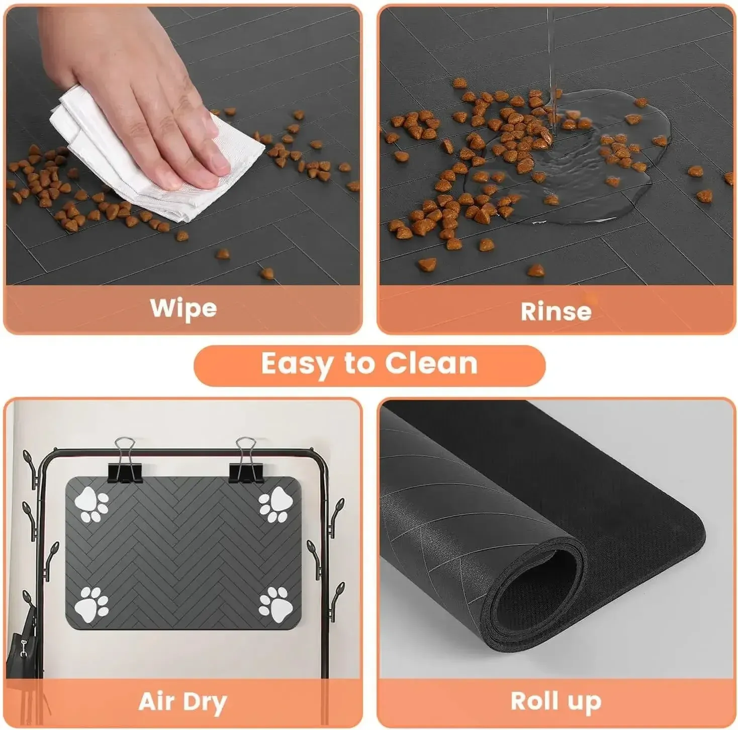 Absorbent Pet Feeding Mat with Rubber Backing - Quick Dry Waterproof Placemat for Dog & Cat Food & Water Bowls, Easy Clean Durable Pet Supplies thumbnail 4