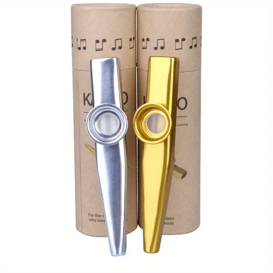 Durable Metal Kazoo Instrument for Beginners - Gold/Silver, 12cm, Easy to Play with Guitar/Ukulele, Perfect for Music Enthusiasts