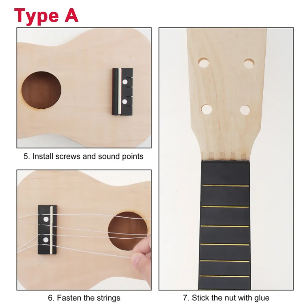 DIY 21 Inch Soprano Ukulele Kit for Beginners - Basswood Body, Nylon Strings, Fun Handwork Painting Project for Kids & Adults showcase 5