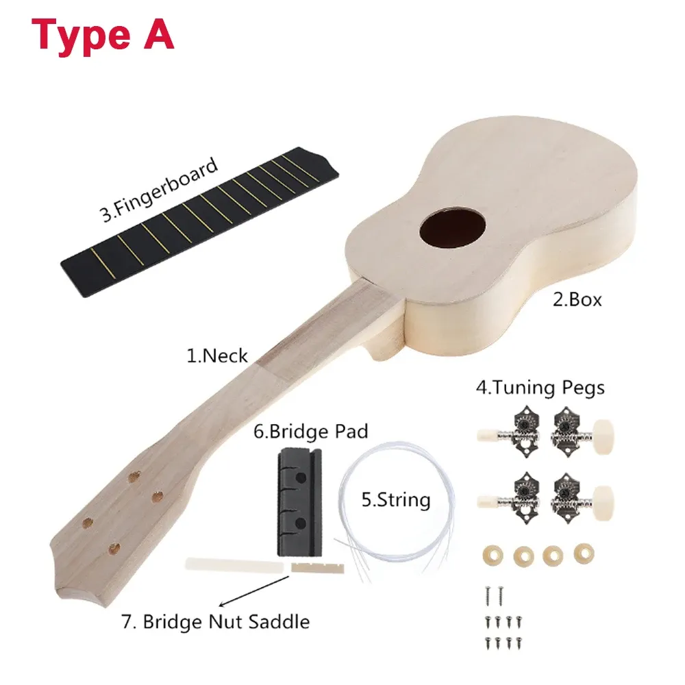 DIY 21 Inch Soprano Ukulele Kit for Beginners - Basswood Body, Nylon Strings, Fun Handwork Painting Project for Kids & Adults