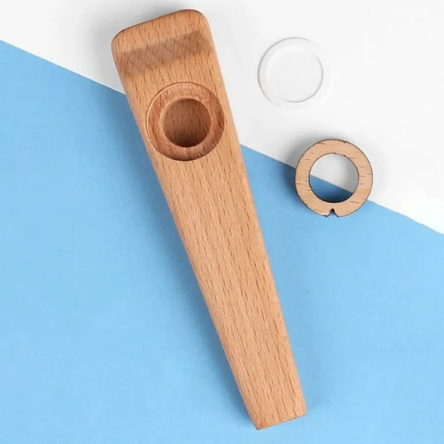 Beginner Wooden Kazoo Flute Membrane Instrument for Guitar, Ukulele, Electric Guitar, Bass Accompaniment - Easy to Learn Musical Accessory