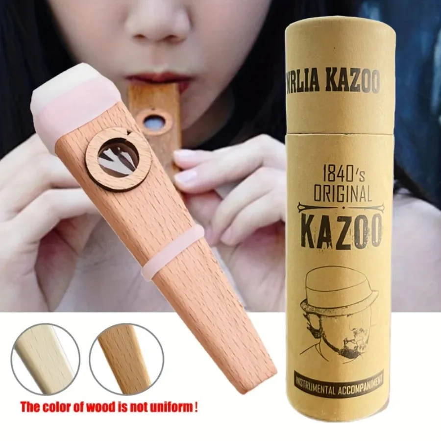 Beginner Wooden Kazoo Flute Membrane Instrument for Guitar, Ukulele, Electric Guitar, Bass Accompaniment - Easy to Learn Musical Accessory thumbnail 3