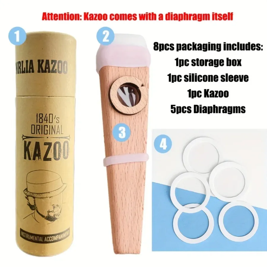 Beginner Wooden Kazoo Flute Membrane Instrument for Guitar, Ukulele, Electric Guitar, Bass Accompaniment - Easy to Learn Musical Accessory thumbnail 4