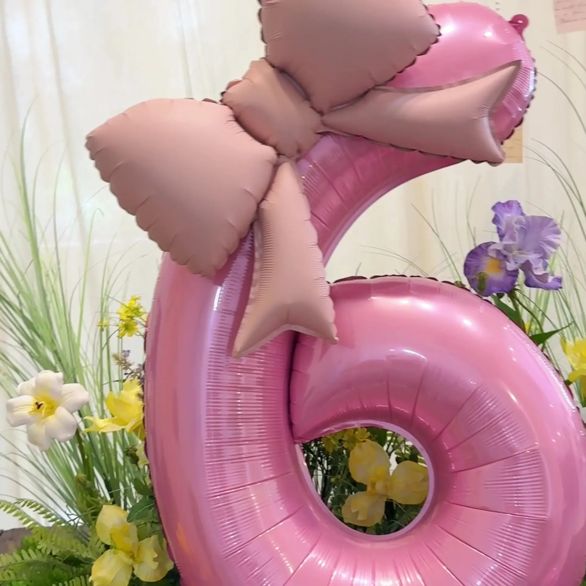 2pcs 40-inch Pink Bowknot Number Foil Balloons - Perfect for Birthday, Wedding, Anniversary Decorations & Photo Props thumbnail 6