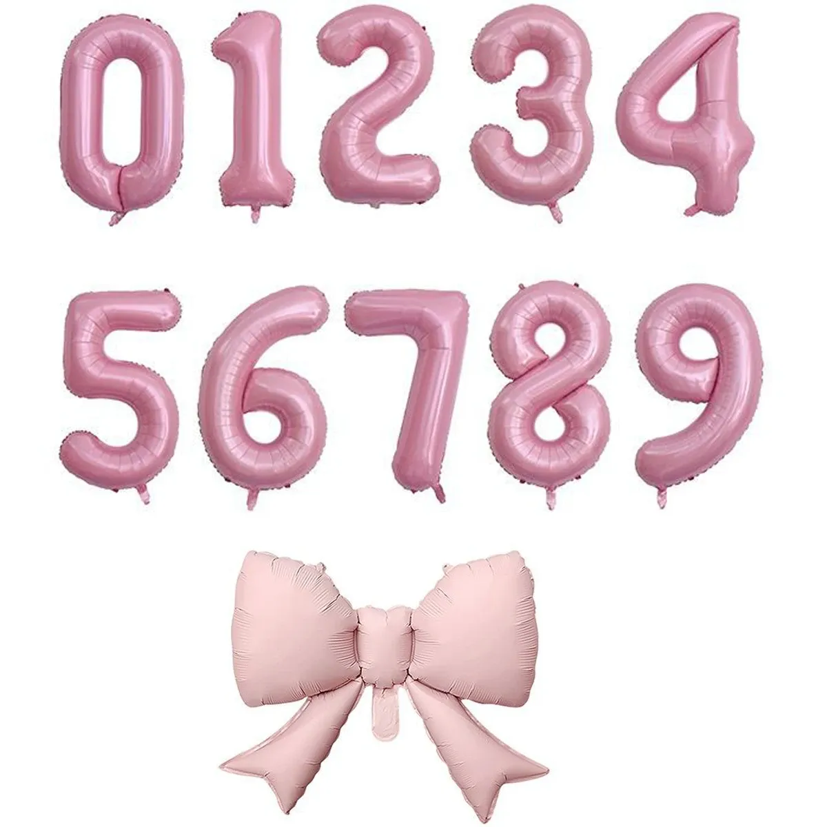2pcs 40-inch Pink Bowknot Number Foil Balloons - Perfect for Birthday, Wedding, Anniversary Decorations & Photo Props showcase 1