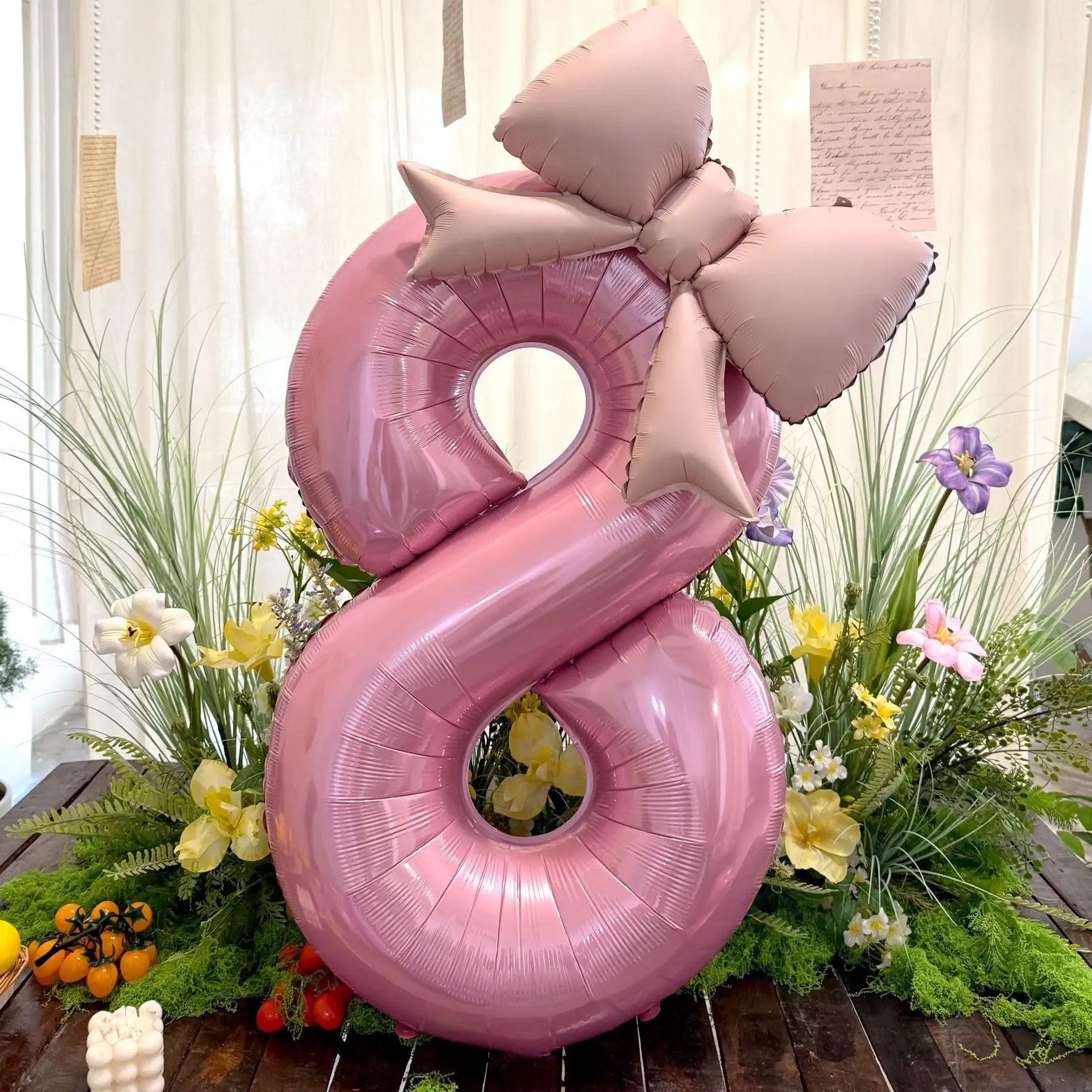 2pcs 40-inch Pink Bowknot Number Foil Balloons - Perfect for Birthday, Wedding, Anniversary Decorations & Photo Props thumbnail 5