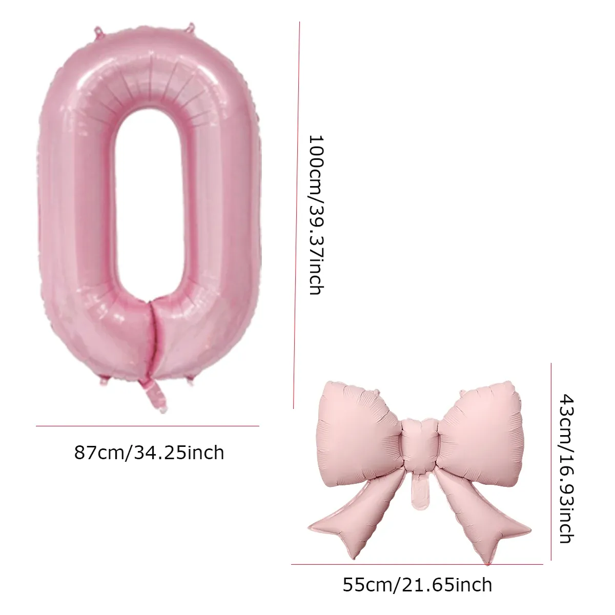 2pcs 40-inch Pink Bowknot Number Foil Balloons - Perfect for Birthday, Wedding, Anniversary Decorations & Photo Props thumbnail 3