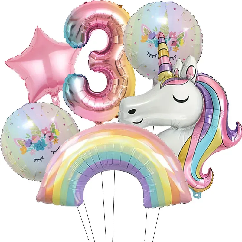 Giant 32-Inch Rainbow Unicorn Foil Balloon - Gradient Number Party Decoration for Birthday, Baby Shower, and Unicorn Themed Events thumbnail 5