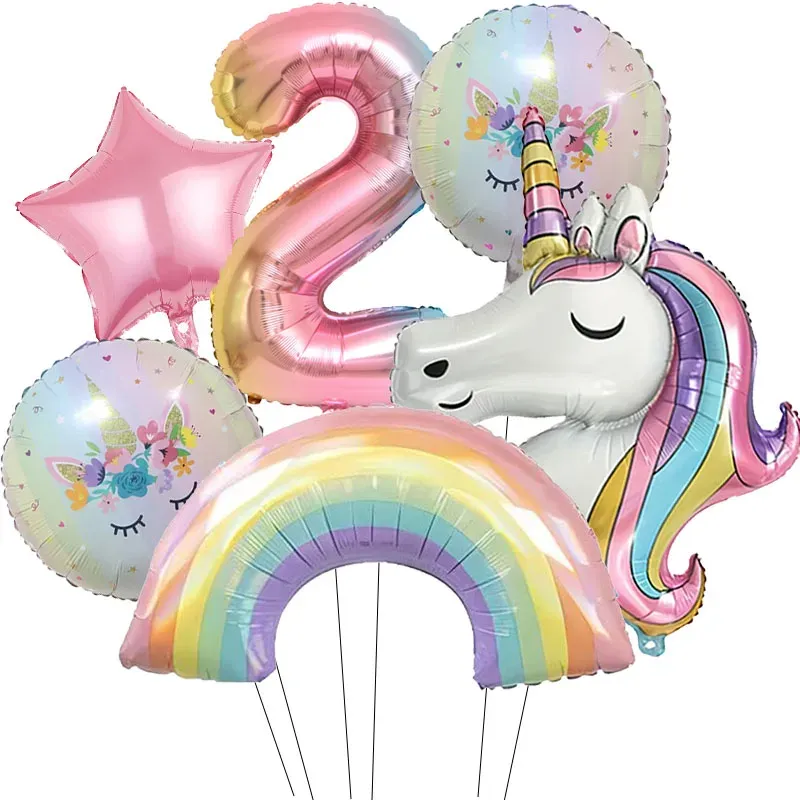 Giant 32-Inch Rainbow Unicorn Foil Balloon - Gradient Number Party Decoration for Birthday, Baby Shower, and Unicorn Themed Events thumbnail 4