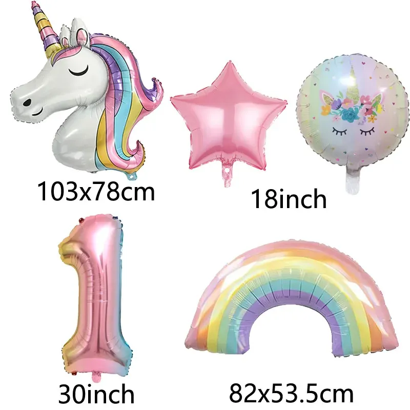 Giant 32-Inch Rainbow Unicorn Foil Balloon - Gradient Number Party Decoration for Birthday, Baby Shower, and Unicorn Themed Events showcase 4