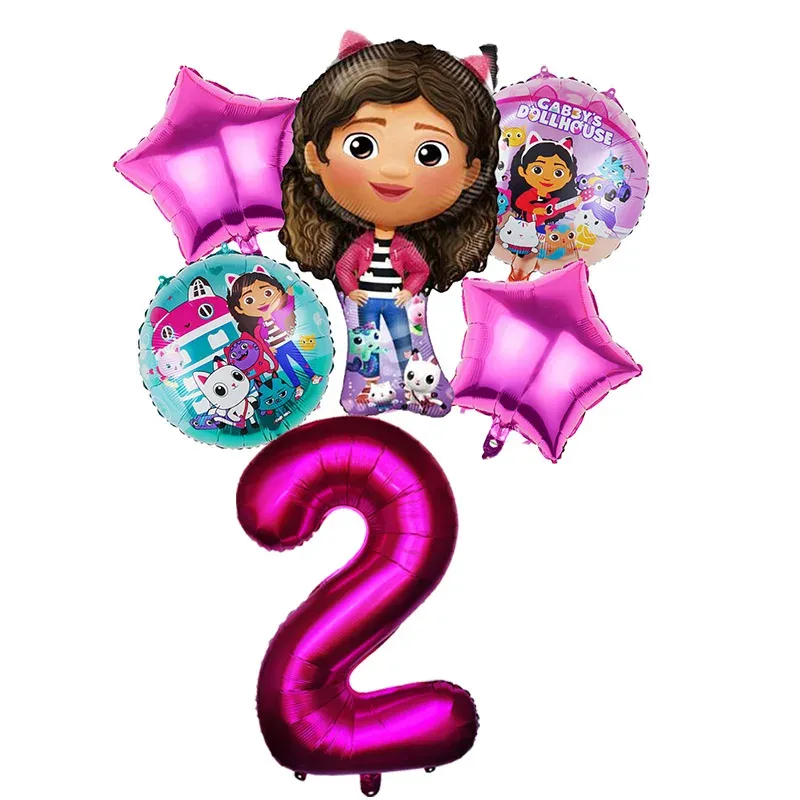Gabby Dollhouse Balloons Set - 6pcs Metallic Cartoon Party Decorations for Girls' Birthday, Baby Shower, Helium Ready Globos showcase 2