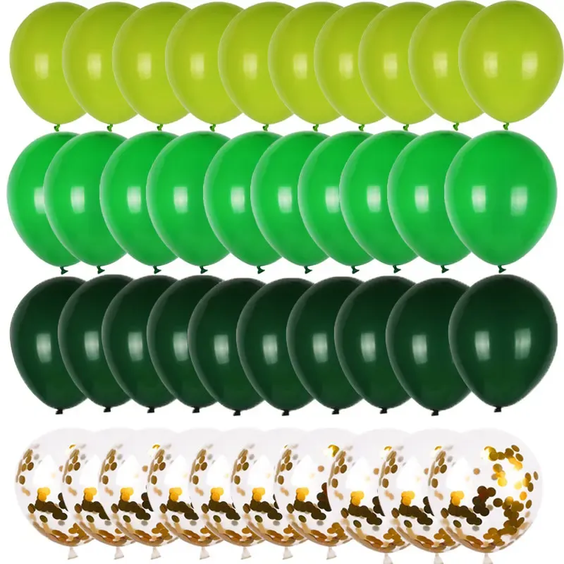 40pcs Retro Dark Green Balloons Set with Confetti for Jungle Safari Animal Birthday Party Decorations, Ideal for Kids Boy Baby Shower Favors thumbnail 4