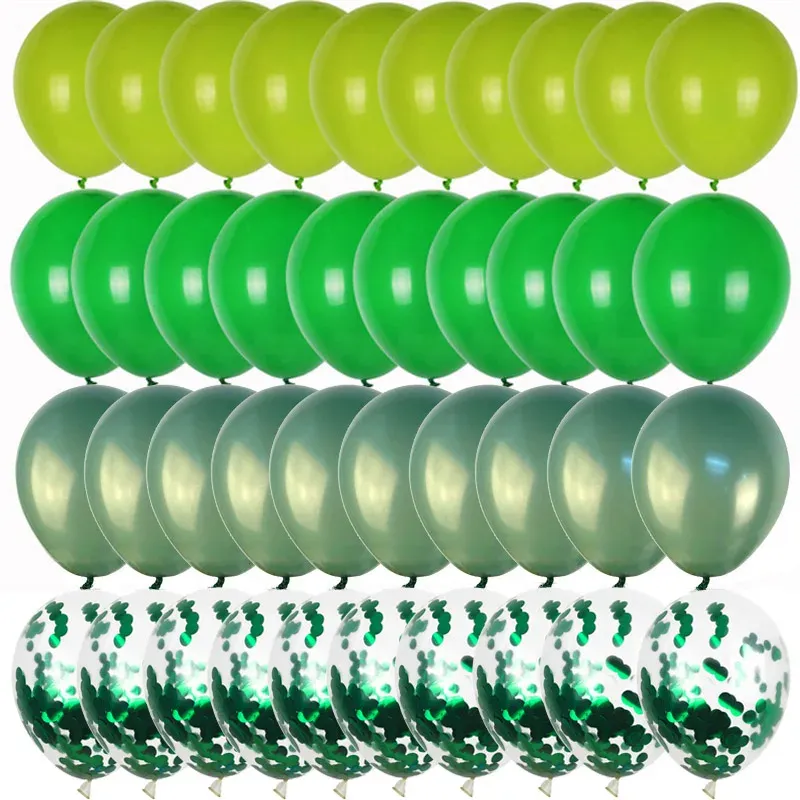 40pcs Retro Dark Green Balloons Set with Confetti for Jungle Safari Animal Birthday Party Decorations, Ideal for Kids Boy Baby Shower Favors showcase 10