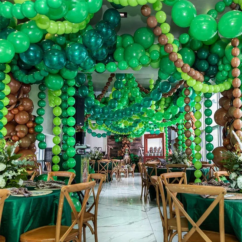 40pcs Retro Dark Green Balloons Set with Confetti for Jungle Safari Animal Birthday Party Decorations, Ideal for Kids Boy Baby Shower Favors showcase 2