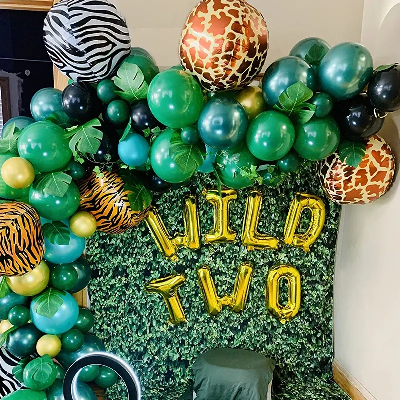 40pcs Retro Dark Green Balloons Set with Confetti for Jungle Safari Animal Birthday Party Decorations, Ideal for Kids Boy Baby Shower Favors showcase 1
