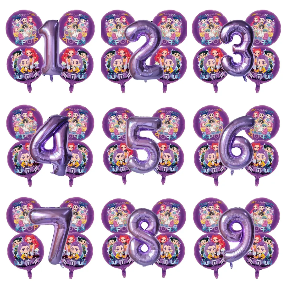 Kpop Demon Hunters Birthday Party Balloon Decoration Set - Music Girl Number Foil Balloons for Kids Party Favors & Gifts