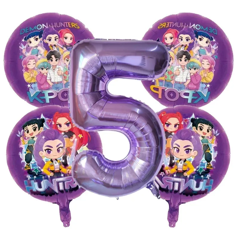 Kpop Demon Hunters Birthday Party Balloon Decoration Set - Music Girl Number Foil Balloons for Kids Party Favors & Gifts showcase 5