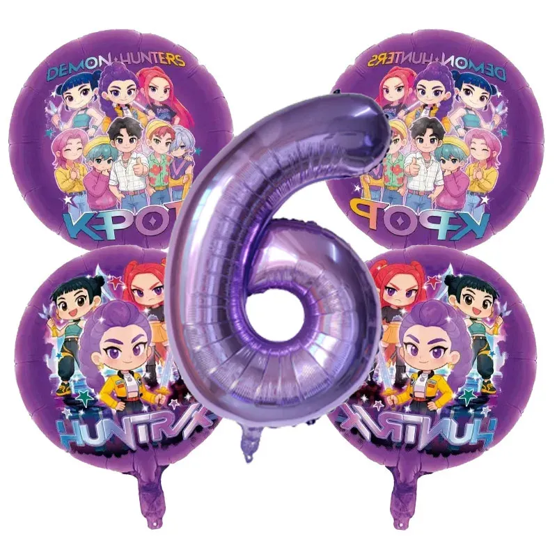 Kpop Demon Hunters Birthday Party Balloon Decoration Set - Music Girl Number Foil Balloons for Kids Party Favors & Gifts thumbnail 3
