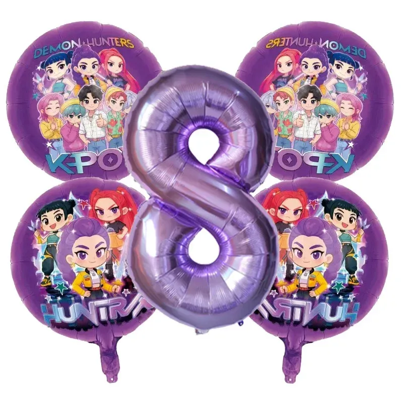Kpop Demon Hunters Birthday Party Balloon Decoration Set - Music Girl Number Foil Balloons for Kids Party Favors & Gifts thumbnail 5