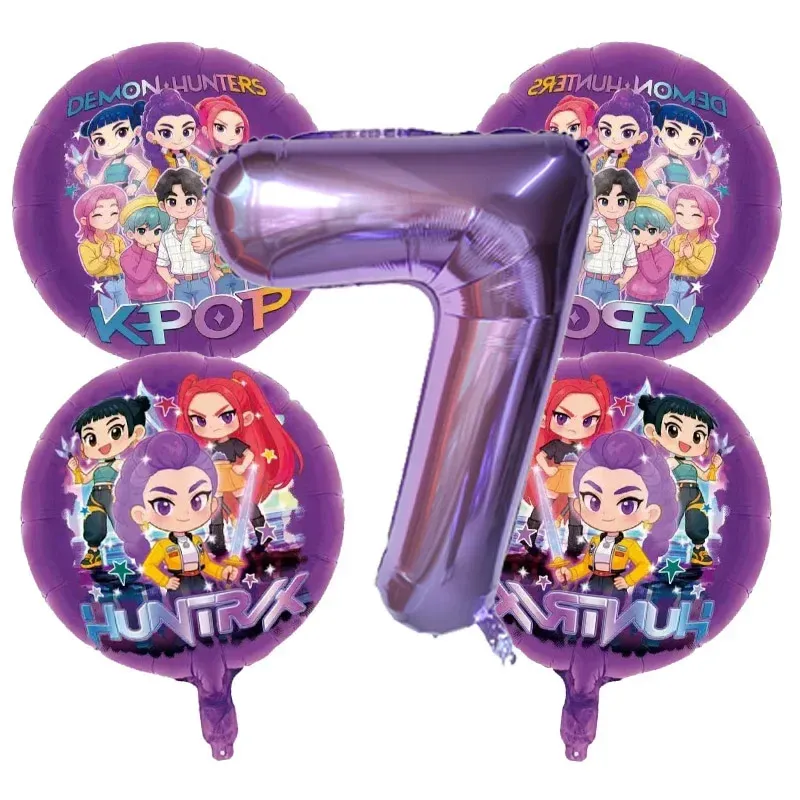Kpop Demon Hunters Birthday Party Balloon Decoration Set - Music Girl Number Foil Balloons for Kids Party Favors & Gifts thumbnail 4
