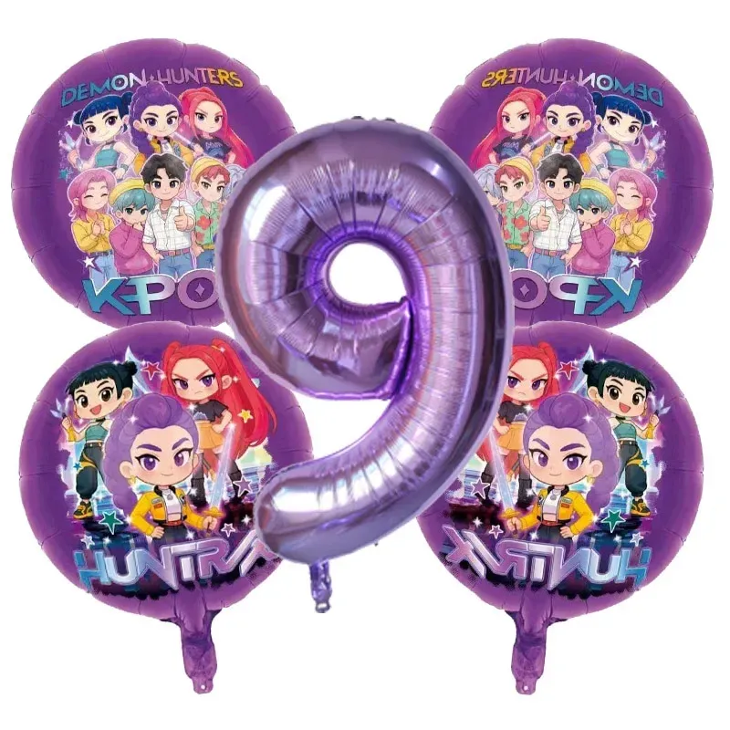 Kpop Demon Hunters Birthday Party Balloon Decoration Set - Music Girl Number Foil Balloons for Kids Party Favors & Gifts showcase 9