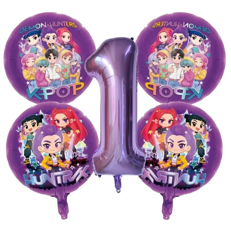 Kpop Demon Hunters Birthday Party Balloon Decoration Set - Music Girl Number Foil Balloons for Kids Party Favors & Gifts showcase 1