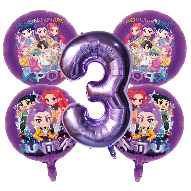 Kpop Demon Hunters Birthday Party Balloon Decoration Set - Music Girl Number Foil Balloons for Kids Party Favors & Gifts showcase 3