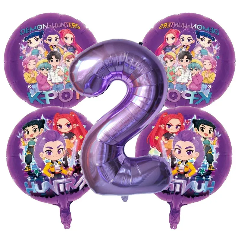 Kpop Demon Hunters Birthday Party Balloon Decoration Set - Music Girl Number Foil Balloons for Kids Party Favors & Gifts showcase 2