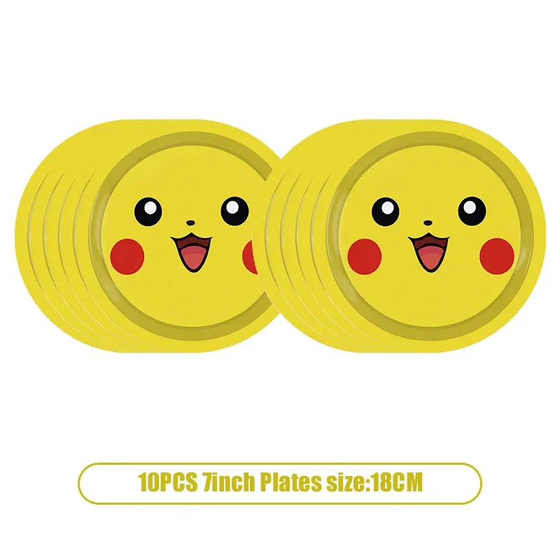Pikachu Pokemon Birthday Party Supplies Set - Foil Balloons, Disposable Tableware, Plates, Napkins, Banner for Kids Boys Celebration showcase 9