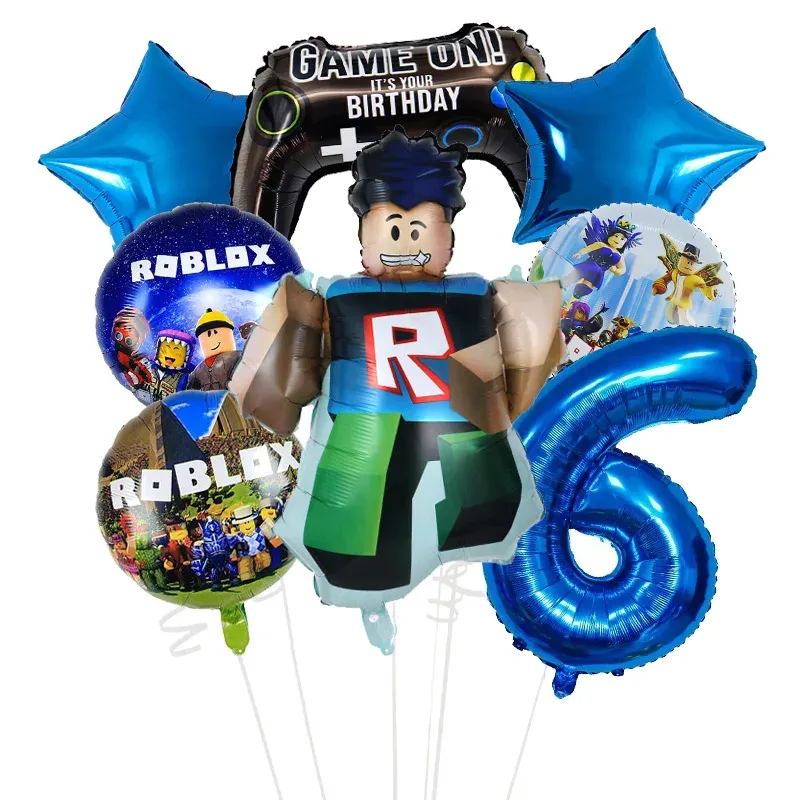 Roblox Theme Birthday Party Balloon Set - Cartoon Double-Sided Foil Balloons for Kids Baby Shower Decorations, DIY Party Supplies
