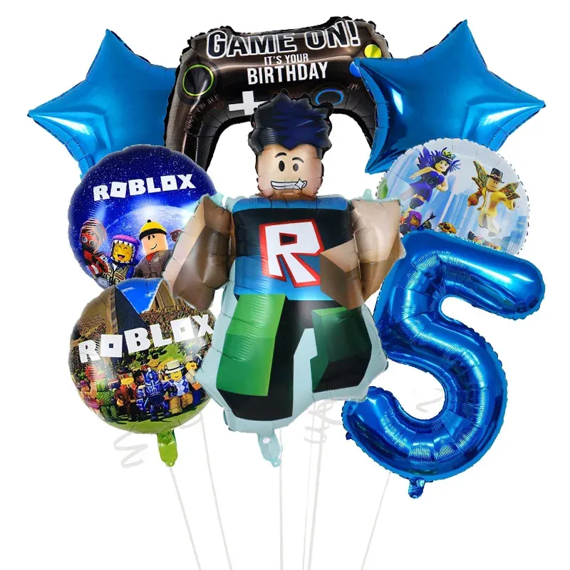 Roblox Theme Birthday Party Balloon Set - Cartoon Double-Sided Foil Balloons for Kids Baby Shower Decorations, DIY Party Supplies thumbnail 5